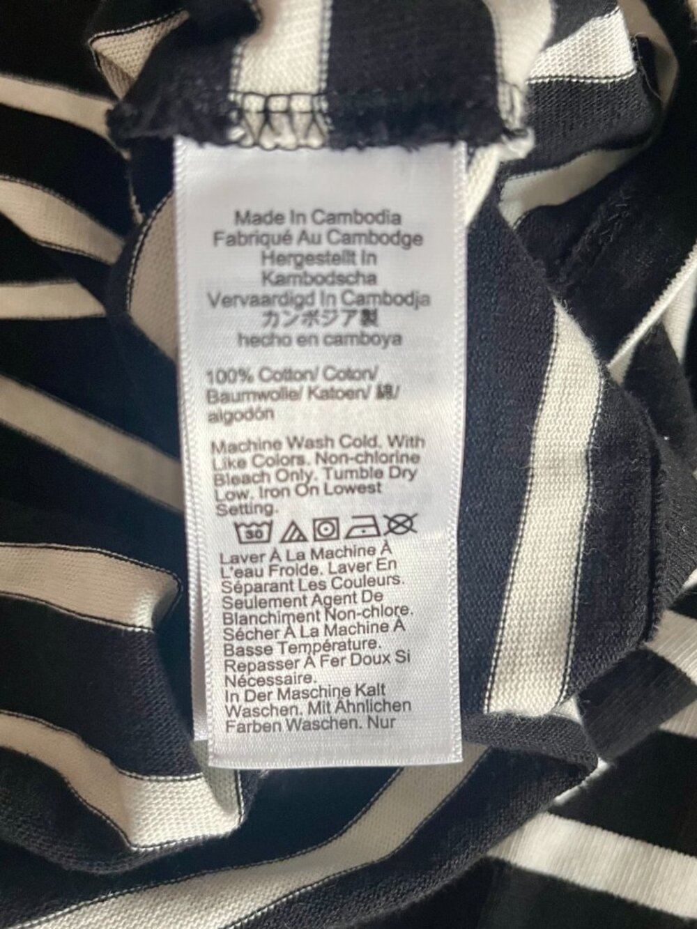 J.Crew Black White Breton Stripe Cropped Cotton Top L - Picture 3 of 5